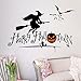 DNVEN 27 inches x 19 inches Happy Halloween Pumpkins Spooky Cemetery Witch and Bats Tomb Wall Decals Window Stickers Halloween Decorations for Kids Rooms Nursery Halloween Party