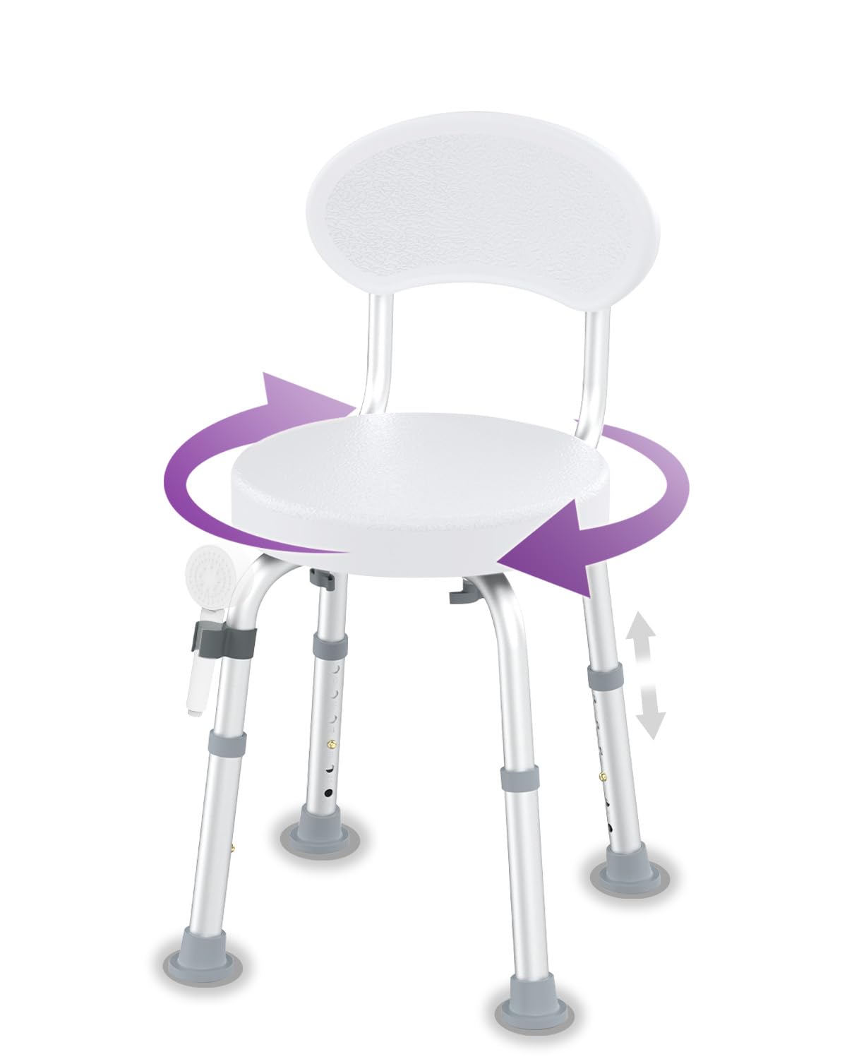 Photo 1 of Fvzzin Swivel Shower Chair, 360° Non-Slip Shower Seat with Backrest for Elderly and Disabled, Height Adjustable Rotating Tub Transfer Bench for Seniors Bathroom Inside Shower(White)