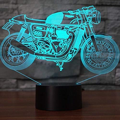 GBBCD Night Light Motorcycle Shape 3D Table Lamp 7 Colors Changing USB Motorbike Led Nightlight Touch Switch Baby Sleep Lighting Kids Gifts Decor