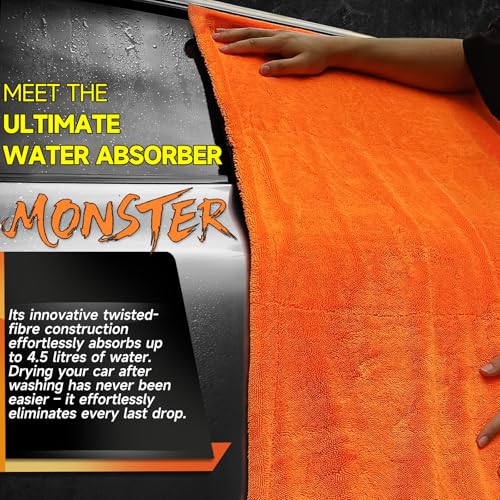Autreykorn XXL Car Microfibre Cloth (90 x 60 cm) – 1400 GSM Ultra Absorbent Double-Sided Microfibre, for Fast Drying and Streak-free. Perfect for Car, Motorcycle, Boat and Vehicle Detailing