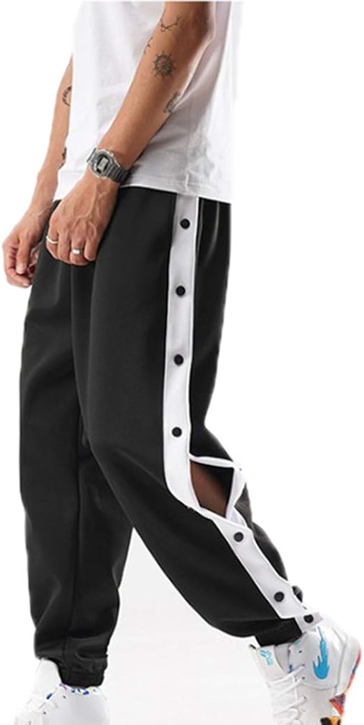 hellomiko Basketball Training Pants Men Personality Side Snap Button