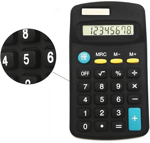 1 calculadora solar estándar con batería y pantalla LCD pequeña para estudiantes y profesionales