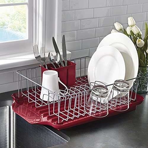 Farberware 3Piece Dish Rack Set, Red Pricepulse