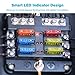 VETOMILE 6-Way Blade Fuse Block Independent Circuits 32V Fuse Box with LED Indicator for Automotive Boat Marine RV Truck Waterproof PC Cover 5A 10A 15A 20A