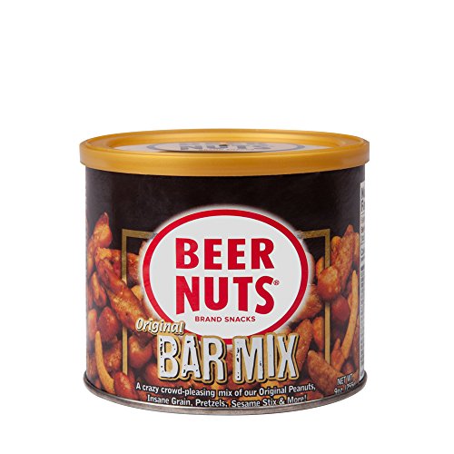BEER NUTS Original Bar Mix 9oz Resealable Can, Pretzels, Cheese