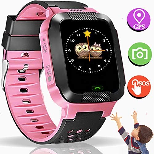 Kids Smart Watch Smart Wrist Watch Phone for 3-12 Year Old with GPS Tracker SOS Camera Sim Card Slot Game Touch Screen Smartwatch Educational Toys Thanksgiving for Boys Girls (Pink owl)