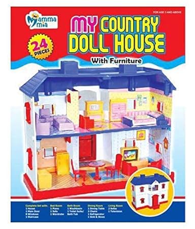 Swastik Shoppy My Country Doll House with Furniture, 24 Pcs (Multi Color)