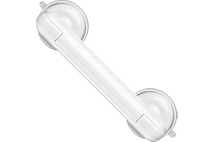 Coneclat Grab Bars for Bathtubs and Showers, Shower Handles for the Elderly and People in Need, 2026 Upgraded Rubber Suction Cup with Maximum 350 lbs Suction Power, No Drilling-(White-1 Pack)