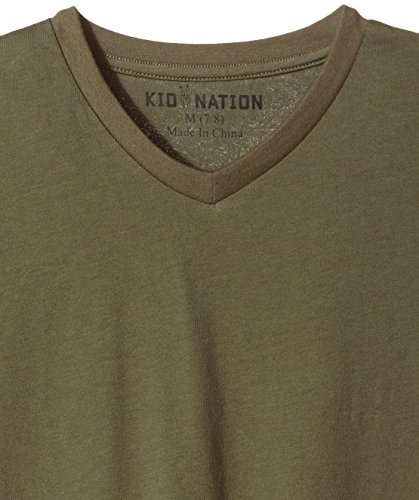 Kid Nation Kids' 3-Pack Short-Sleeve V-Neck Cotton Jersey T-Shirt for Boys Girls L Seashell Pink + Olive + Eggnog …