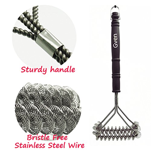 Grill Brush Bristle Free- BBQ Grill Cleaning Brush And Scraper- Safe 18" Weber Grill Cleaning Kit for Stainless Steel, Ceramic, Iron, Gas & Porcelain Barbecue Grates