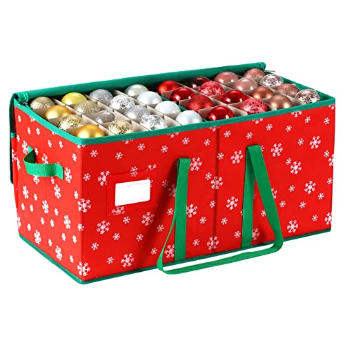 Large Christmas Ornament Storage Container Box, Fits up to 128 Ornaments, Holiday Xmas Ornaments