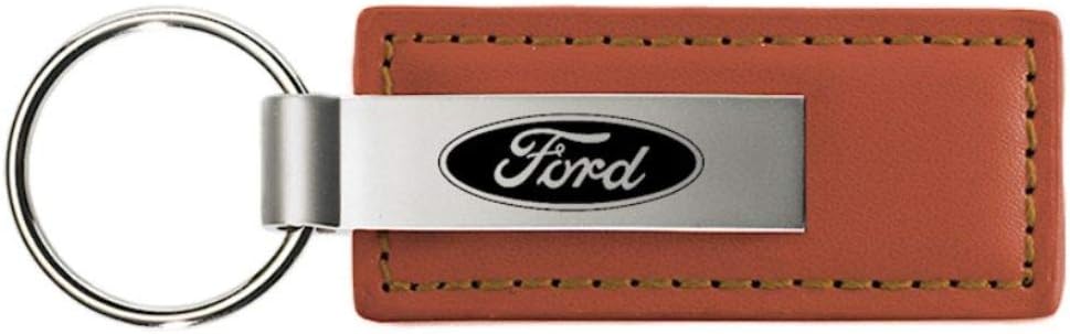 Ford Brown Leather Key Fob Authentic Logo Key Chain Key Ring Keychain Lanyard