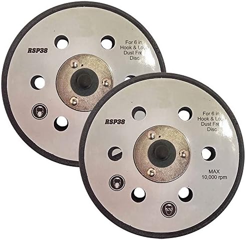 Superior Pads and Abrasives RSP38 6 inch Diameter 6 Dust Holes with 5/16 inch-24 Threaded Shaft Hook and Loop Replaces Porter Cable 18002 2 per pack