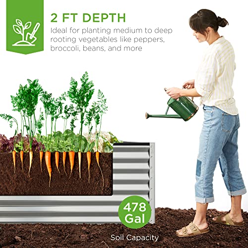 Best Choice Products 8x4x2ft Outdoor Metal Raised Garden Bed, Deep Root