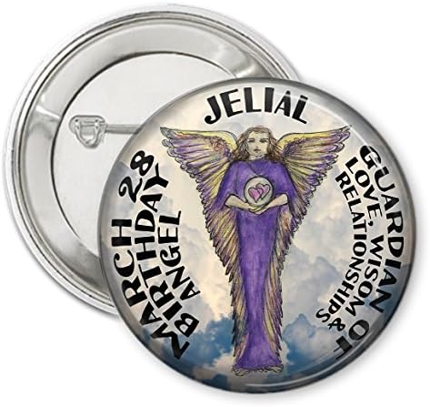 Jelial March 28 Birthday Guardian Angel 2.25" Pin-Back Button