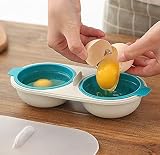 PERMORMAK Microwave Egg Poachers Double Cup Egg Cooker Blue Non-Stick view 2