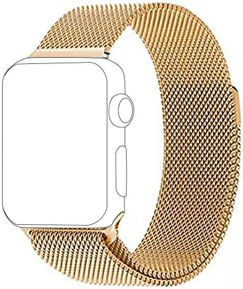 SUPPINNER Stainless Steel Milanese Loop Replacement Band With Magnetic Closure Clasp for Apple Watch (Gold 38 MM)
