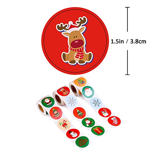 Moon Boat 600PCS Christmas Holiday Stickers Roll - Card Envelopes Stocking Xmas Party Favors Supplies