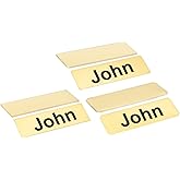 PATIKIL 3"x1" Stainless Steel Laser Engraved Mount Metal Name Plate, 9 Pack Self Adhesive Sign Personalized Custom Blank Plate for DIY Laser Printing, Round/Square/Notched Corner Gold