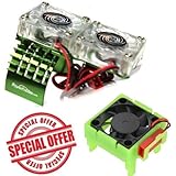 Powerhobby Traxxas Slash 4x4 Motor Cooling Fan/HeatSink Dual Twin Fan + Velineon VXL-3s ESC Cooling Fan Combo