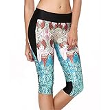 Women's Fashion Cool 3/4 Length Capri Yoga Running Jogging Print Legging Tight Pants