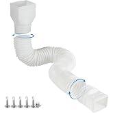plusgutter White 1-Pack Rain Gutter Downspout Extensions Flexible, Drain Downspout Extender,Down Spout Drain Extender, Gutter Connector Rainwater Drainage,Extendable from 21 to 68 Inches