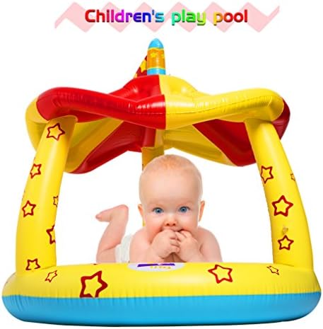 Inflatable Baby Pool Float Sun Shade Canopy Baby Float Seat Boat, Infant Swimming Floats Outdoor, Bath Toys for Kids Toddlers