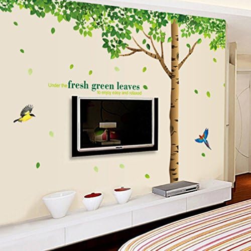 Wall Sticker Super Large Green Leaves Tree Birds Paper Home Decal Removable Wall Vinyl Living Room Bedroom PVC Art Picture Murals DIY Stick for Adults Teems Kids Nursery Baby