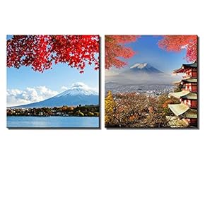 Two Piece Mount Fuji Across a Lake Being...