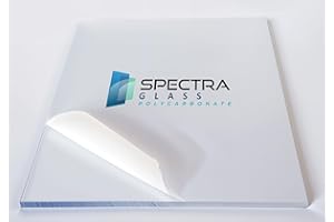 12" x 12" (1/8" Thick) Spectra Glass Clear Polycarbonate Plastic Sheet. UV Coating. Impact and Weather Resistant. DIY, Arts, Crafts, Window Replacement. Sizes Nominal Cut Within +-1/8". Made in USA