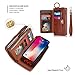 iPhone Xs Max Flip Wallet Case,SXTBMR Magnetic Detachable Handmade Cowhide Wallet Case Leather,Zipper Wallet Flip Protective Case Cover with Card Holder [Wrist Strap] for iPhone Xs Max Brown