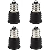 E11 to E12 Socket Adapter Converter,Intermediate E11 Base Convert to Candelabra E12 Base,Black Lamp Holder (5)