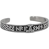 TURTLEDOVE Viking Thor Hammer Bangle, Stainless Steel Rune Cuff Bracelet, Celtic Pagan Jewelry of Amulet