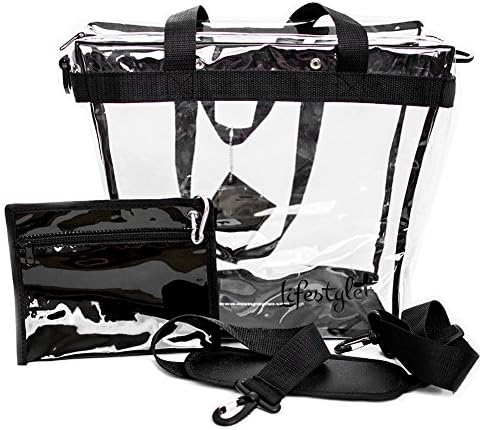 V2 UPGRADED - Deluxe Clear Tote Bag, 12x12x6 - NFL Stadium Approved - Thicker Plastic, Improved Zipper Closure, Removable Shoulder Strap, Privacy Pouch, and Reinforced Bottom - PGA and NASCAR Approved
