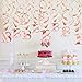 Konsait Rose Gold 18th Birthday Decorations for Women and Girl Bday Decor 18th Birthday Hanging Swirls (30pcs) 18 Happy Birthday Star Confetti (20g) for Home Table Decor Birthday Party Favor Supplies