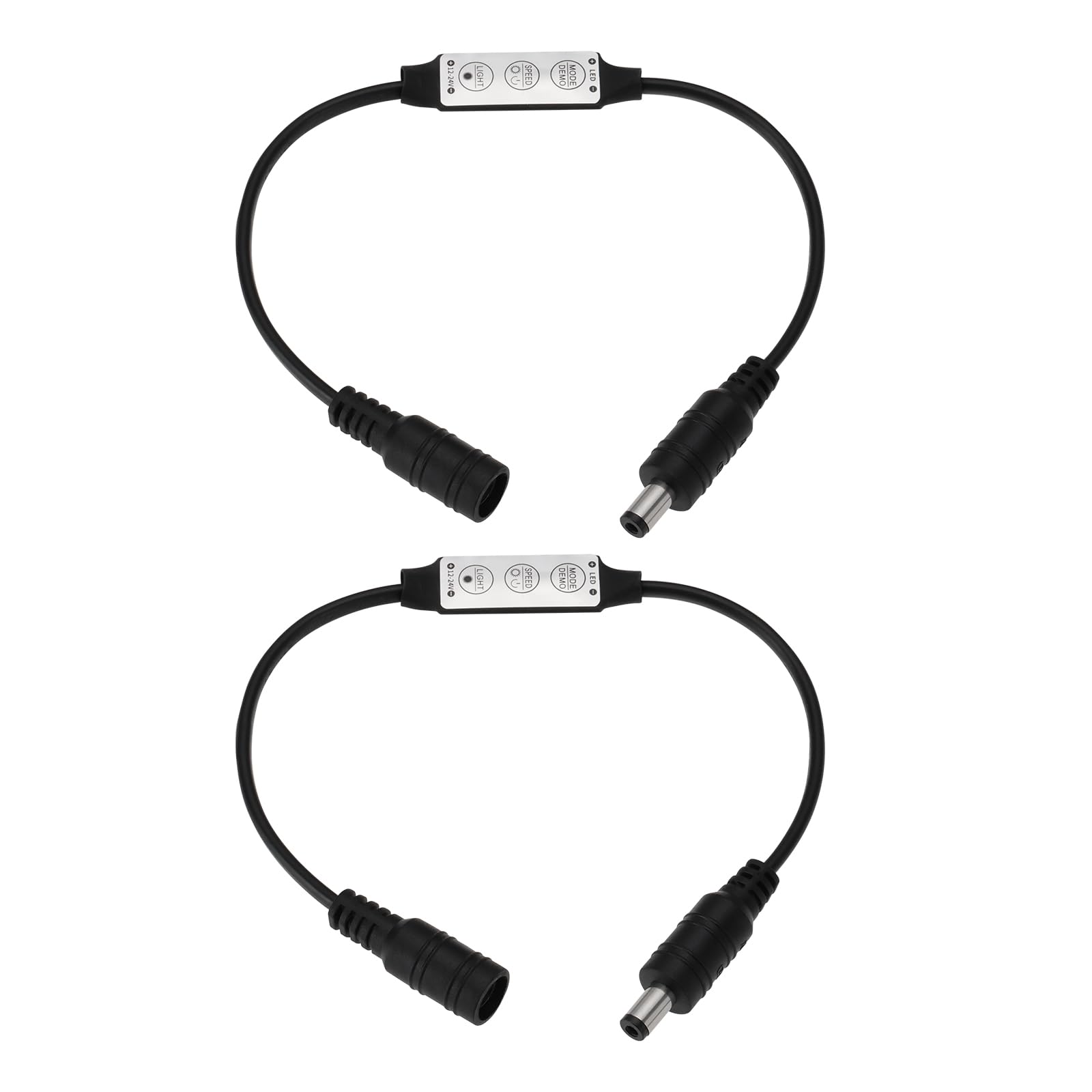 EMSea 2PCS LED Strip Lights Dimmer Switch Cable DC5.5x2.1mm Male to Female Dimmer Cord DC 12-24V 6A for LED Light Strips Light Bars Hard Light Strips, Black