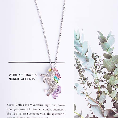 image for Hicdaw 7PCS Necklace for Unicorn Jewelry Set Include Bracelet Stud Ear