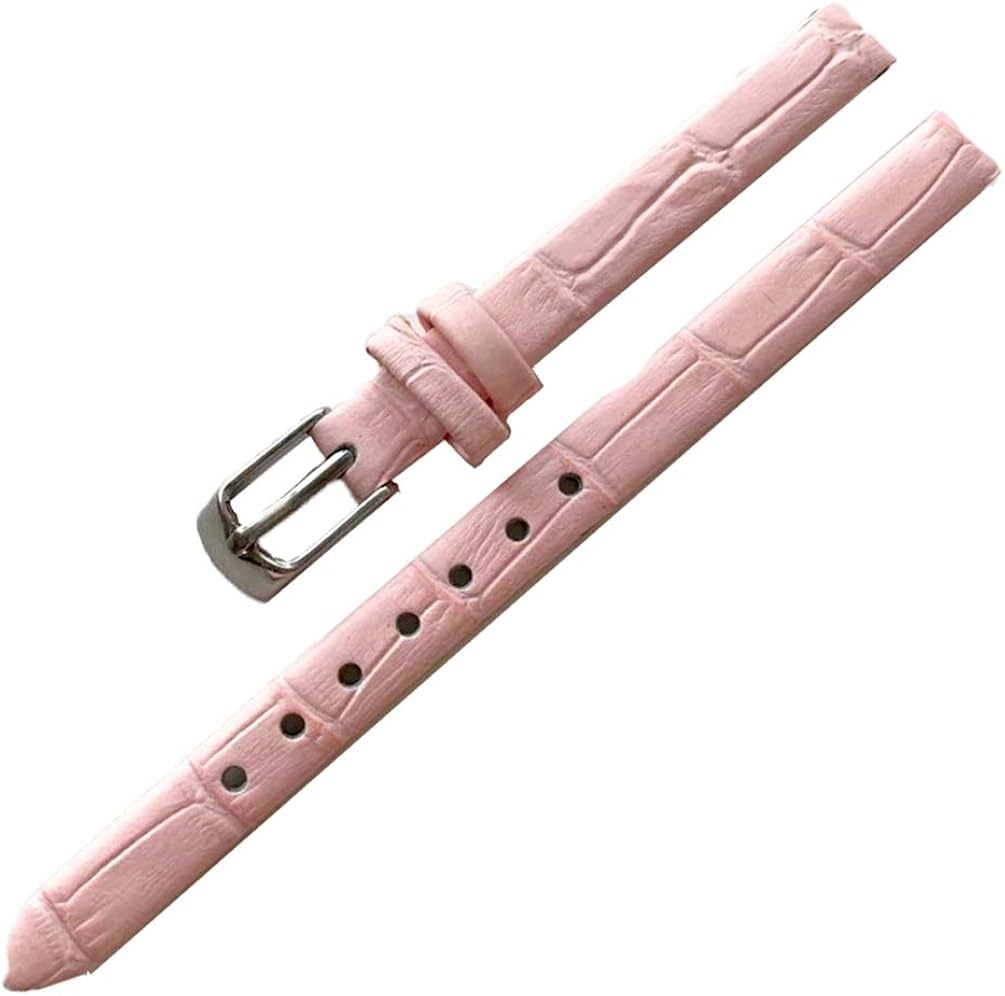 Women's Leather Replacement Watch Band 8Mm 10Mm Rose Gold Pin Buckle