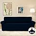 Easy-Going Sofa Covers, Furniture Protector with Elastic Bottom, Anti-Slip Foam 1 Piece Couch Shield, Polyester Spandex Jacquard Fabric Small Checks, Large, Navy