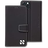 SafeSleeve Wallet Leather Case for iPhone 12 Pro Max EMF Blocker for Cell Phone with 3 Card Holder & Adjustable Stand – Magnetic Closure, and Magnetic Folio Protection for Daily Use (Black)