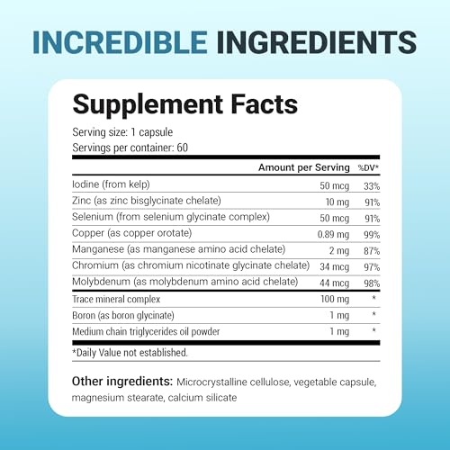 Dr. Berg's Trace Minerals Enhanced Complex - Complete with 70+ Nutrient-Dense Health Mineral - 100% Natural Ingredients - Dietary Supplements - 60 Capsules