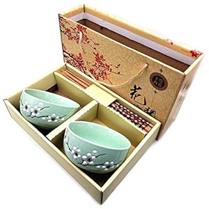 Tableware Suits with Chopsticks Package Japanese China Style Porcelain Bowls Set 2 Bowls for Sushi Noodle Dinnerware…