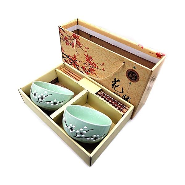 Tableware Suits with Chopsticks Package Japanese China Style Porcelain Bowls Set 2 Bowls for Sushi Noodle Dinnerware…