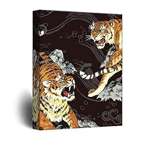 Drawing of Two Angry Tigers on Black Background