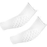 PATIKIL Youth Elbow Pads, 2Pack Compression Arm Protective Sleeve Basketball Guard Pads for Sports Baseball Football Volleyball, White, YS