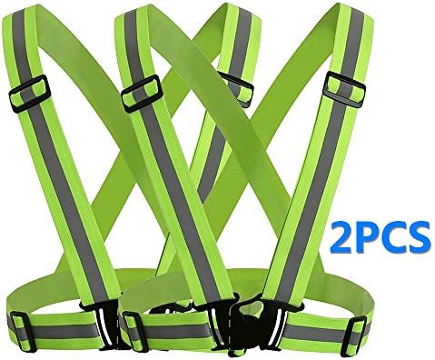 YONGTEK Reflective Vest Lightweight, Adjustable Elastic | Safety High Visibility Jacket / Gear (2 Pack)