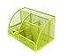 Mesh Desk Organizer 5 Compartment Office Supplies Caddy Pen Holder Card Case Organizer Storage Box with Drawer ,Green