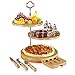 Hosting Elegance - 3 Tiered Bamboo Cheese Board Knife Set for Weddings and Parties - Sturdy Setup, Wide 10 inch Base