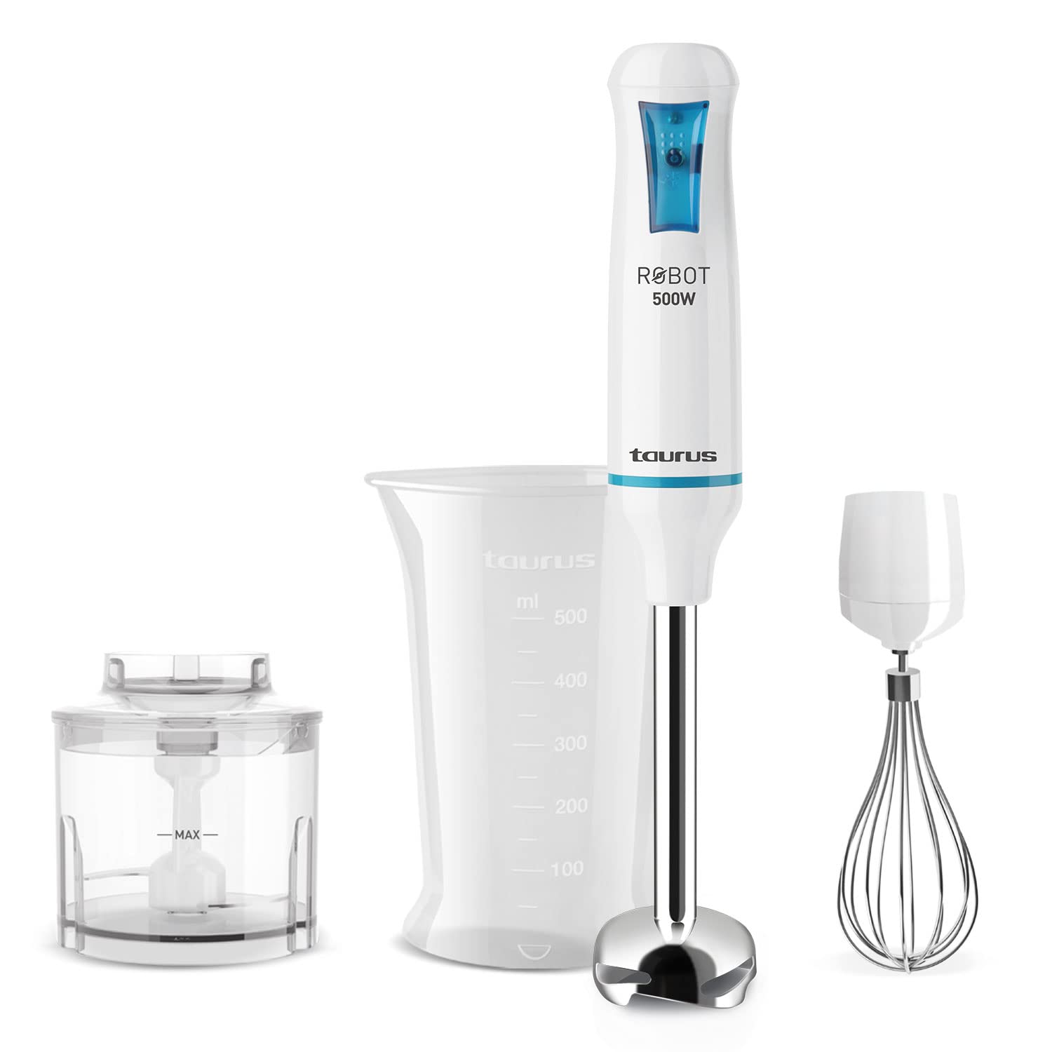 Taurus-Robot-500-Plus-Inox-Batidora-de-mano-500-W-cuchillas-de-acero-inox-sistema-antisalpicaduras-incluye