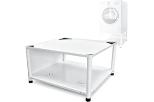 CMXIKJ Laundry Pedestal 28", Adjustable Height Metal Steel Base with Storage Shelf, Universal Fit Pedestal for Washer and Dryer, 28 x 28 x 14.5 Inch (White)